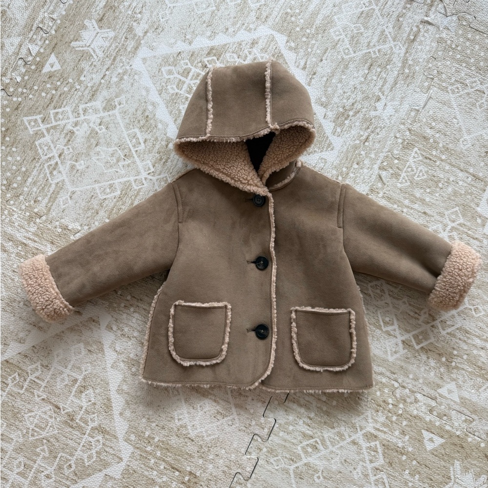 ZARA | Double Faced Hooded Jacket with Fleece Lining 6-9m